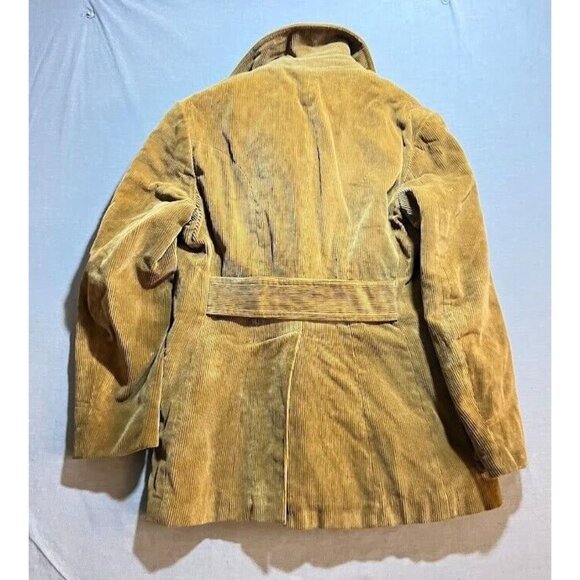 Europe Craft Corduroy Jacket Adult 38 Double Button Beige Long Sleeve Coat Mens - Picture 8 of 12